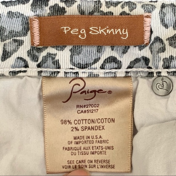 PAIGE Peg Skinny Jeans Grey Animal Print Mid-Rise Ankle Stretch Size 30 - Picture 3 of 14